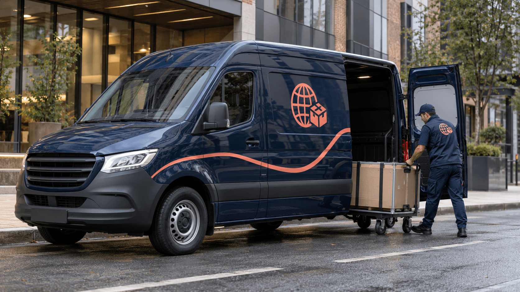 CorvantaShipping carrier van ready for a secure delivery